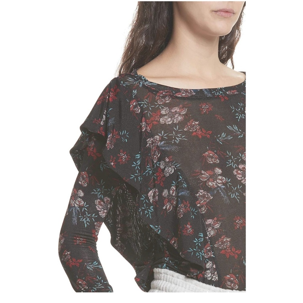 Free People Floral Ruffled Blouse XS NWT